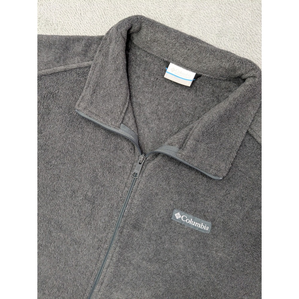 Columbia Men's Size Large Fleece Vest Dark Gray Full Zip Pockets Outdoors
